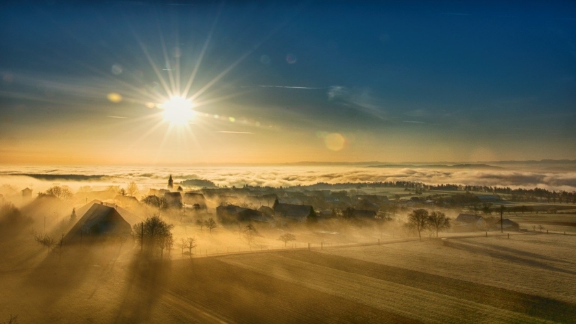 landscape, fog, mood