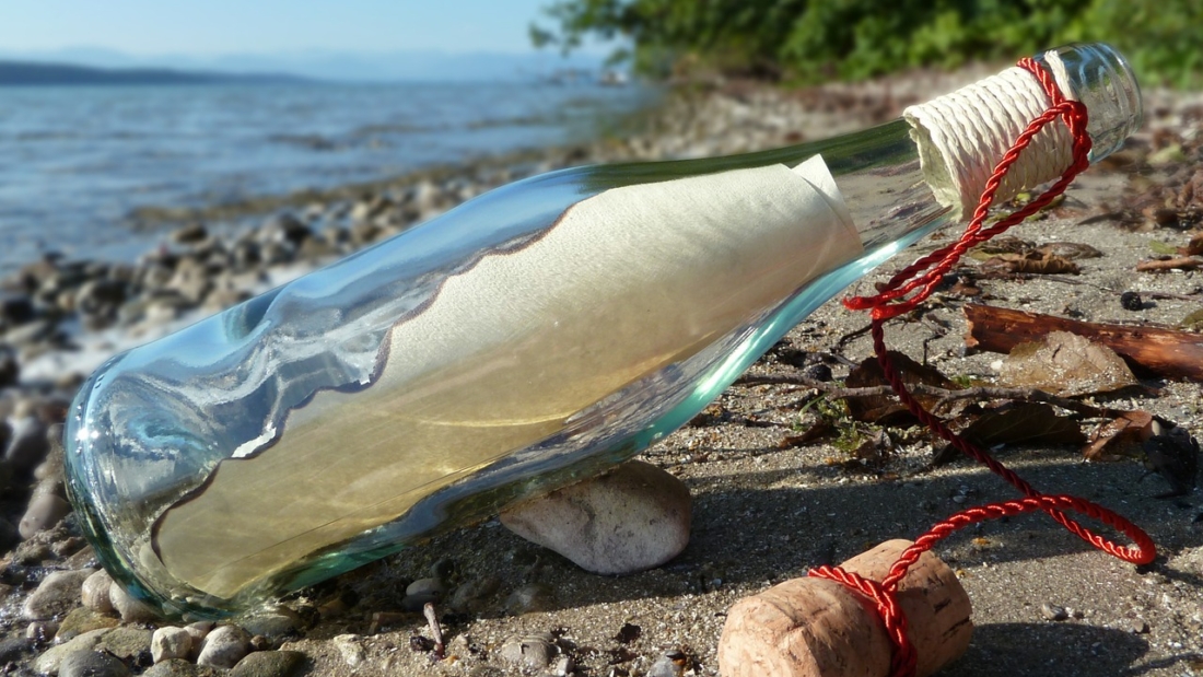 message in a bottle, post, bottle