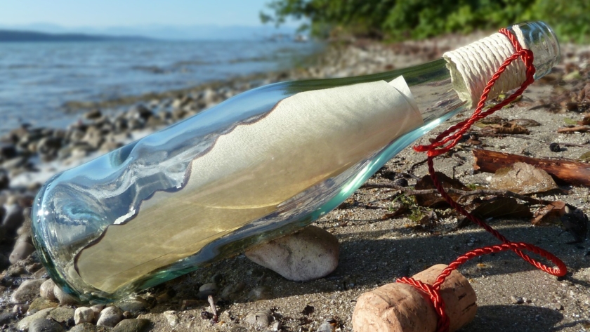 message in a bottle, post, bottle