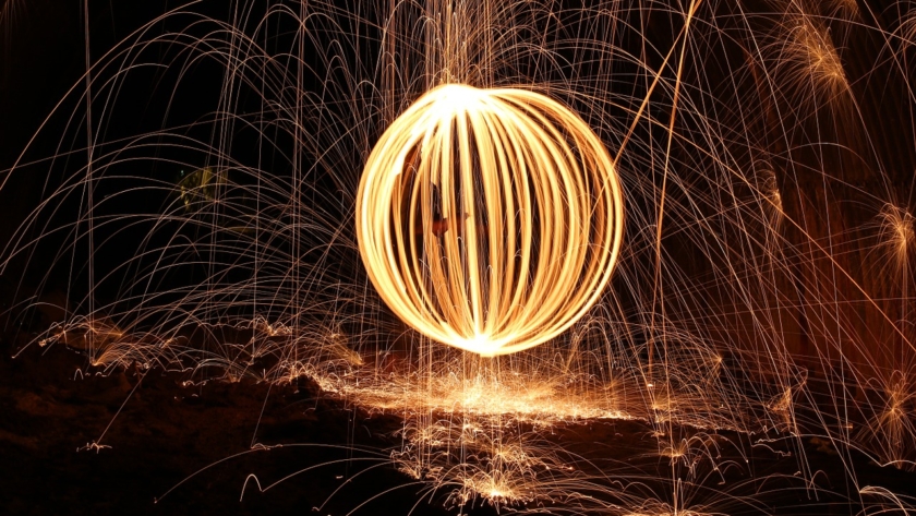 steel wool, firespin, fireball