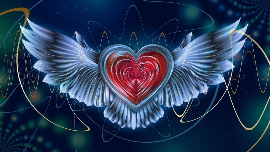 wing, heart, wave