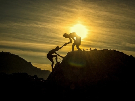 sunset, men, silhouettes