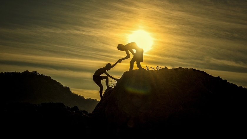 sunset, men, silhouettes